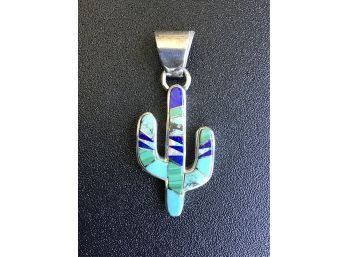 NATIVE AMERICAN NAVAJO STERLING SIVER FIGURAL CACTUS PENDANT ~EARL PLUMMER~