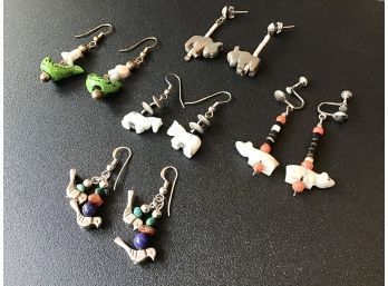 LOT OF 5 PAIRS OF NATIVE AMERICAN FETISH EARRINGS