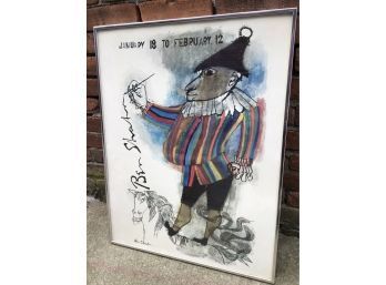 ORIGINAL BEN SHAHN LITHOGRAPH EXHIBITION POSTER IN FRAME ~CLOWN~