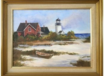 ORIGINAL PAINTING OF MASSACHUSETTS LIGHT HOUSE BY JOAN ROSTER