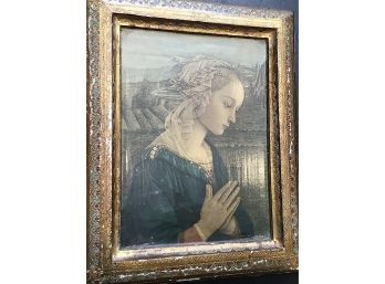 VINTAGE FLORENTINE GOLD GILT WALL PLAQUE OF MADONNA ~CATHOLIC~ F. LIPPI