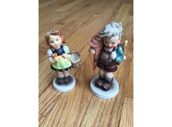 PAIR OF HUMMELS  BOY LITTLE SCHOLAR #80 & GIRL SISTER WITH FLOWER BASKET