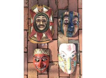 LOT OF 4 JAVA BALI WOODEN MASKS