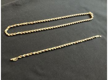 VINTAGE  14k GOLD ROPE NECKLACE AND MATCHING BRACELET ~12 Grams~