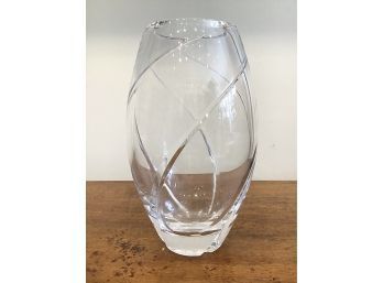 TIFFANY & CO. SWIRL CUT ELLIPTICAL CRYSTAL VASE 8.5' MADE IN ITALY