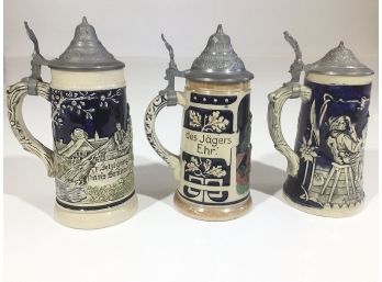 Lot Of 3 German Beer Steins Pre-WWII