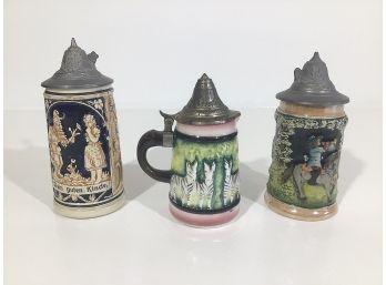 Lot Of 3 Vintage Beer Steins