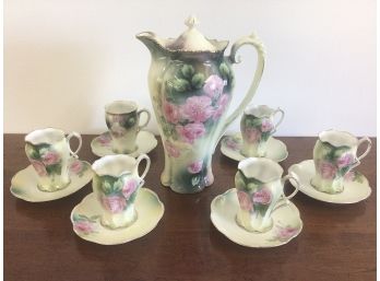 Antique RS Prussia Chocolate Pot Set W/ Cups & Saucers Circa 1870-1918