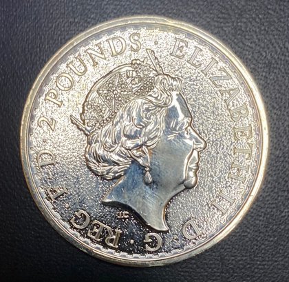 2016 Brilliant Uncirculated UK Great Britain ELIZABETH II BRITANNIA, .999 Fine Silver 1 OZ, 2 Pounds Coin