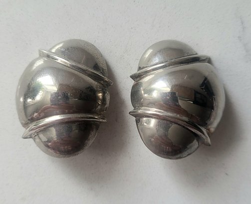 VINTAGE STERLING SILVER ITALY ELITE BUBBLE CLIP ON EARRINGS