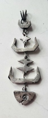 VINTAGE STERLING SILVER 925-MEXICO LONG SCULPTURED PENDANT