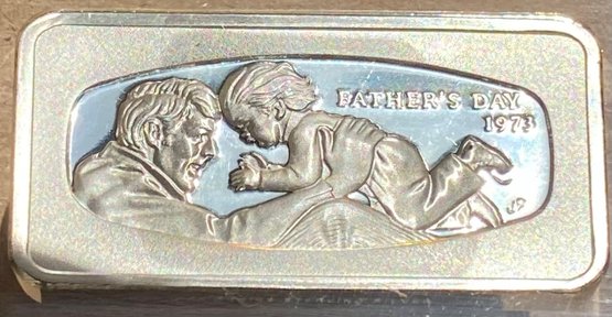 1973 Fathers Day 1000 Grains Sterling Silver Bar, Ingot, By Franklin Mint