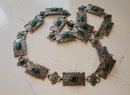 VINTAGE NATIVE AMERICAN STERLNG SILVER BELT WITH TURQUOISE--34'L