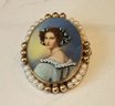 ANTiQUE  'CARL ART' HAND PAINTING PORTRAIT Of A WOMAN WITH PEARLS (MARKED 120 12KG)