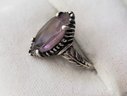 VINTAGE 'KABANA' STERLING RING WITH PURPLE MARQUIS --SIZE 6