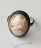 ANTIQUE VICTORIAN STERLING SILVER (925) CAMEO RING --SIZE 6