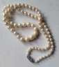 VINTAGE MARKED 14K(ON CLASP) HAND KNOTTED GRADUATED PEARL NECKLACE IN ORIGINAL BOX