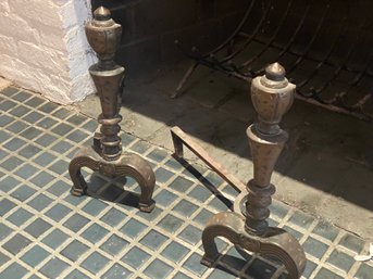 Antique Solid Fireplace   Andirons -Matched Pair!