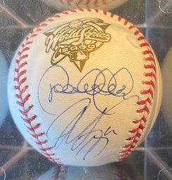 HOF Derek Jeter And Mike Piazza World Series Signed Baseball From A Private Collector, Private Estate, No COA