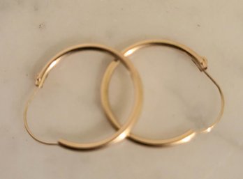 VINTAGE 14K YELLOW GOLD HOOP PIERCED EARRINGS-NEW OLD STOCK