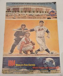 VINTAGE NY METS OFFICIAL PROGRAM & SCORECARD--'WORLD'S FAIR EDITION' -- 1964