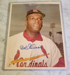 VINTAGE HALL OF FAME   AUTOGRAPHED 8 X 10 GLOSSY COLOR PHOTO--ST. LOUIS CARDINAL--BOB GIBSON--HOF