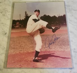 VINTAGE AUTOGRAPHED  8 X 10 GLOSSY COLOR PHOTO--BROOKLYN DODGERS--JOHNNY PODRES