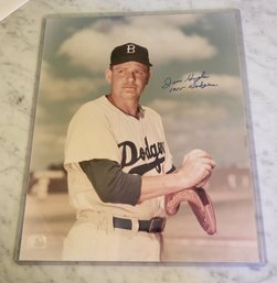 VINTAGE AUTOGRAPHED  8 X 10 GLOSSY COLOR PHOTO--BROOKLYN DODGERS--(1955-LAST SEASON)--JIM HUGHES