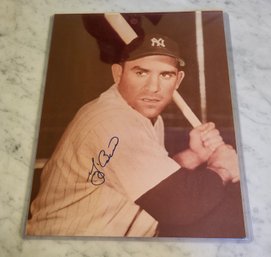 VINTAGE HALL OF FAME - AUTOGRAPHED  8 X 10 GLOSSY COLOR PHOTO--NY YANKEES--YOGI BERRA--HOF