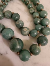 VINTAGE GENUINE JADE GRADUATED BEADED NECKLACE--21'L