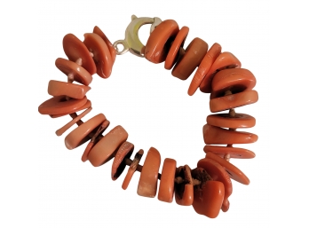 VINTAGE GENUINE  ANGEL SKIN NATURAL CORAL BRACELET--8'