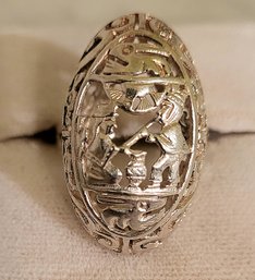 VINTAGE Sterling Silver Pierced Filigree Made In Israel  RING --SIZE 8