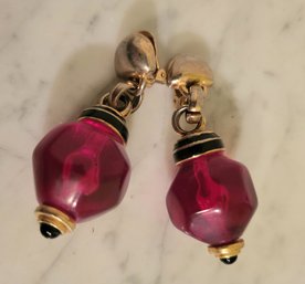 VINTAGE 1960'S RUNWAY  Made In Italy Lucite CLIP ON EARRINGS-dangle 2.25' Long! Quality Made!