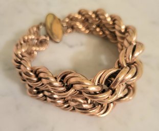 VINTAGE 12KTGF HEAVY TWISTED ROPE CHAIN 2 STRAND BRACELET--7 1/2'L