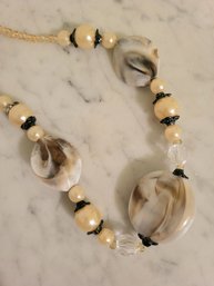 SILVERTONE MULTISTONE BEADED NECKLACE WITH CRYSTALS & FAUX PEARLS--18'L WITH 2' EXTENDER