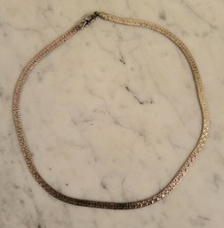 MARKED 925--FAS--MADE IN ITALY STERLING HERRINGBONE NECKLACE --16'L