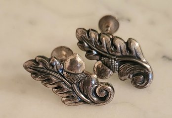 VINTAGE 'JEWEL ART' ACORN SCREW BACK EARRINGS-MARKED STERLING!