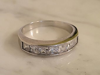 STERLING RING WITH CRYSTALS -MARKED 925--SIZE 7