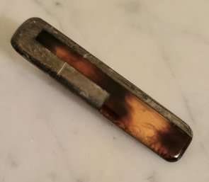 STERLING TIE PIN WITH TORTOISE SHELL