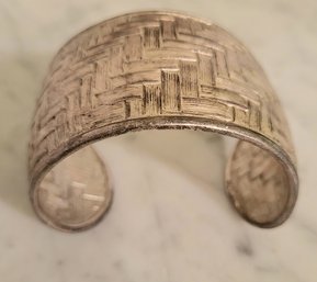 MARKED 925 MEXICO STERLING WOVEN CUFF BRACELET