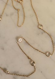 14K CRYSTAL BY THE YARD STATION NECKLACE--16 1/2'L