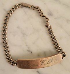 VINTAGE MARKED 1/20TH 12K GOLD PLATED ID LINK BRACELET--7 1/2'L