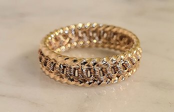 14K YELLOW GOLD WOVEN BAND-MARKED EGP-PERU(SIZE8)