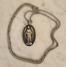 OUR LADY OF THE MIRACULOUS MEDAL, PARIS FRANCE-1830 STERLING PENDANT NECKLACE--25'