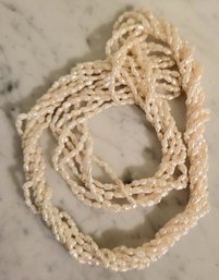 CULTURED BAROQUE PEARL 6 STRAND WOVEN NECKLACE--24'L