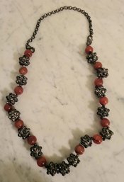 QUENCH CRACKLE CARNELIAN BEADED NECKLACE-800---29'L