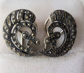 VINTAGE STERLING SILVER(925) CLIP ON EARRINGS WITH RHINESTONES