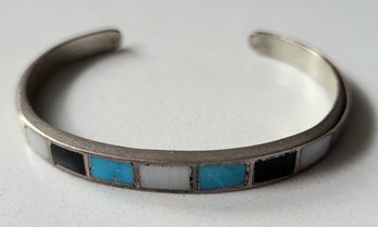 VINTAGE SILVER BRACELET WITH COLORED STONES