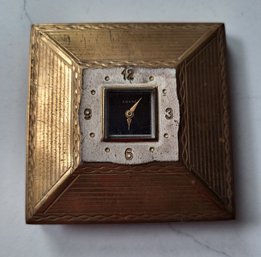 VINTAGE 'AMERE'-MADE IN SWITZERLAND CLOCK COMPACT WITH MIRROR--1930'S