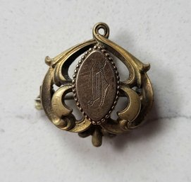 ANTIQUE VICTORIAN ENGRAVED MARKED PIN/PENDANT
